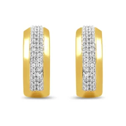 Diamond Two-Row Hoop Earrings In 10K Yellow Gold (1/7 Ct. Tw.)