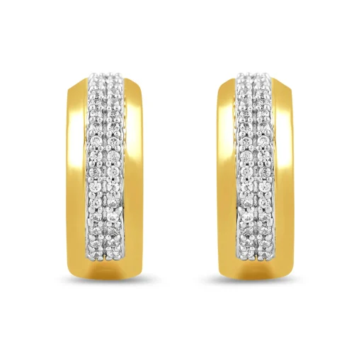 Diamond Two-Row Hoop Earrings In 10K Yellow Gold (1/7 Ct. Tw.)