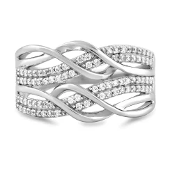 Diamond Two-Row Wrap Ring In Sterling Silver (1/3 Ct. Tw.)