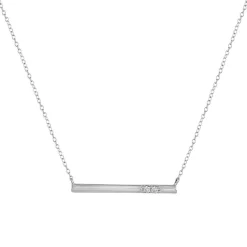 Diamond Two-Stone Bar Necklace In Sterling Silver