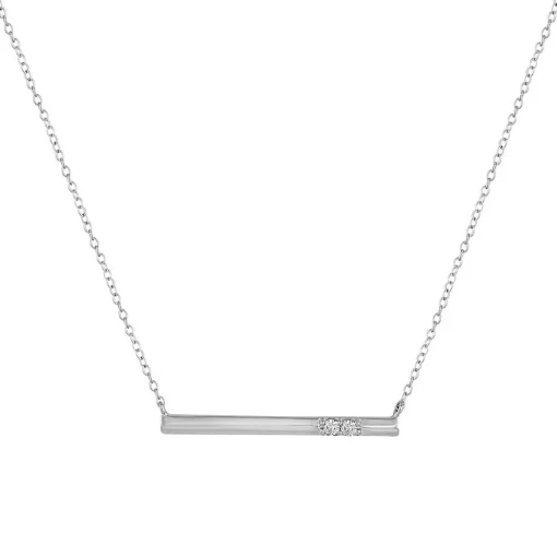 Diamond Two-Stone Bar Necklace In Sterling Silver