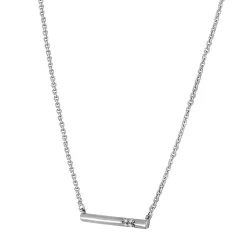 Diamond Two-Stone Bar Necklace In Sterling Silver