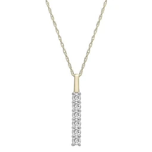 Diamond Vertical Bar Pendant In 10K Yellow Gold (1/4 Ct. Tw.)