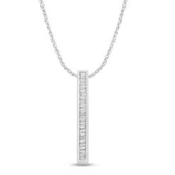 Diamond Vertical Bar Pendant In 10K White Gold (1/7 Ct. Tw.)