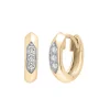 Diamond Vertical Three-Stone Huggie Hoop Earrings In Vermeil (1/7 Ct. Tw.)