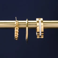 Diamond Vertical-Row Ribbed Hoop Earrings In Vermeil, 17Mm (1/10 Ct. Tw.)