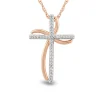 Diamond Windmill Cross Necklace In 10K Rose Gold (1/10 Ct. Tw.)