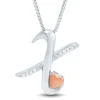Diamond X Initial Pendant In Sterling Silver & 14K Rose Gold