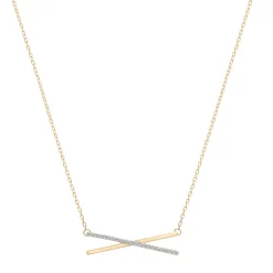 Diamond 'X' Necklace In 14K Yellow Gold (1/10 Ct. Tw.)