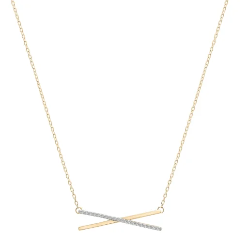 Diamond 'X' Necklace In 14K Yellow Gold (1/10 Ct. Tw.)