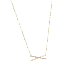 Diamond 'X' Necklace In 14K Yellow Gold (1/10 Ct. Tw.)