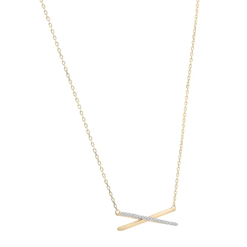 Diamond 'X' Necklace In 14K Yellow Gold (1/10 Ct. Tw.)