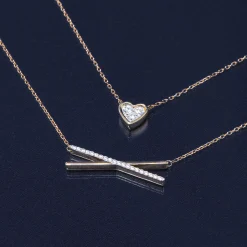 Diamond 'X' Necklace In 14K Yellow Gold (1/10 Ct. Tw.)