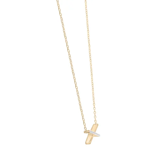 Diamond 'X' Necklace In 14K Yellow Gold (1/10 Ct. Tw.)