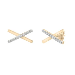 Diamond 'X' Stud Earring In 14K Yellow Gold (1/10 Ct. Tw.)