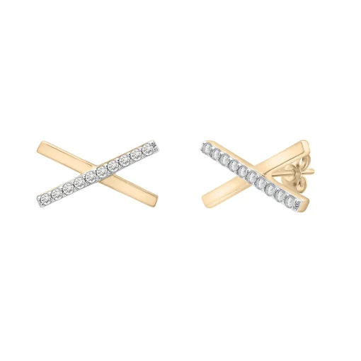 Diamond 'X' Stud Earring In 14K Yellow Gold (1/10 Ct. Tw.)