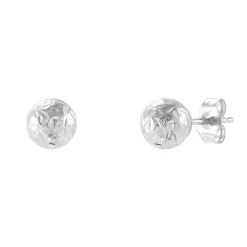 Diamond-Cut Ball Stud Earring In 14K White Gold, 5Mm