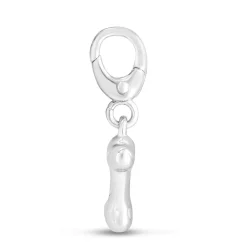 Dog Bone Charm In Sterling Silver