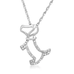 Dog Pendant With Diamond Accents In Sterling Silver