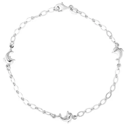 Dolphin Anklet In Sterling Silver