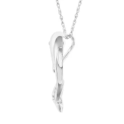 Dolphin Pendant With Diamond Accents In 10K White Gold