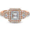 Double Halo Emerald-Cut Diamond Engagement Ring In 14K Rose Gold (1 Ct. Tw.)