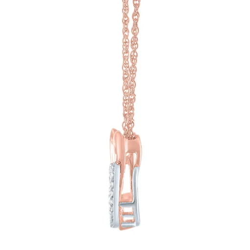 Double Heart Diamond Pendant In 10K Rose Gold (1/10 Ct. Tw.)