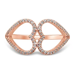 Double Heart Diamond Ring In 10K Rose Gold (1/5 Ct. Tw.)