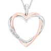 Double Heart Pendant With Diamond Accents In 10K White & Rose Gold