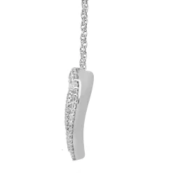 Double Heart Pendant With Diamonds In 10K White Gold (1/2 Ct. Tw.)