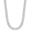 Double Row Diamond Tennis Necklace In Sterling Silver (1 Ct. Tw.)