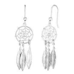 Dream Catcher Dangle Earrings In Sterling Silver