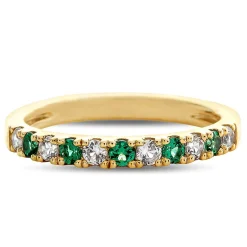 Emerald & 1/4 Ct. Tw. Diamond Band In 10K Yellow Gold