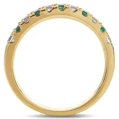 Emerald & 1/4 Ct. Tw. Diamond Band In 10K Yellow Gold