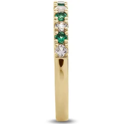 Emerald & 1/4 Ct. Tw. Diamond Band In 10K Yellow Gold