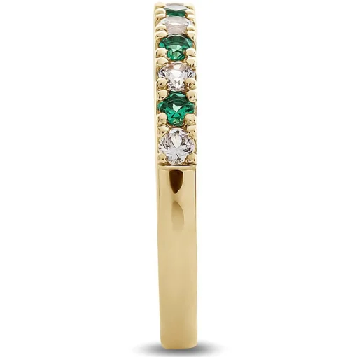 Emerald & 1/4 Ct. Tw. Diamond Band In 10K Yellow Gold