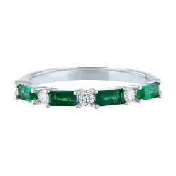 Emerald & 1/5 Ct. Tw. Diamond Ring In 10K White Gold