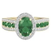 Emerald & 1/4 Ct. Tw. Diamond Ring In 10K Yellow Gold