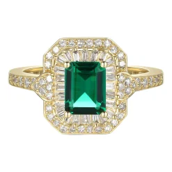 Emerald & 3/8 Ct. Tw. Diamond Ring In 10K Yellow Gold