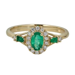Emerald & 1/7 Ct. Tw. Diamond Ring In 10K Yellow Gold