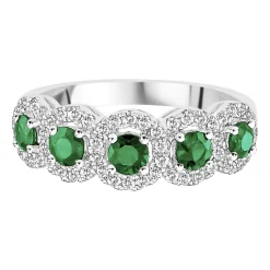 Emerald & 1/3 Ct. Tw. Diamond Ring In 14K White Gold