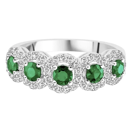 Emerald & 1/3 Ct. Tw. Diamond Ring In 14K White Gold