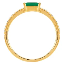 Emerald & 1/10 Ct. Tw. Diamond Ring In 10K Yellow Gold