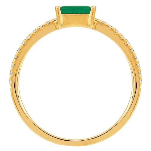 Emerald & 1/10 Ct. Tw. Diamond Ring In 10K Yellow Gold