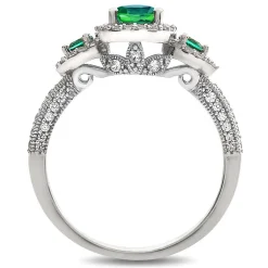 Emerald & 1/2 Ct. Tw. Diamond Ring In 14K White Gold