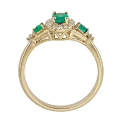 Emerald & 1/7 Ct. Tw. Diamond Ring In 10K Yellow Gold
