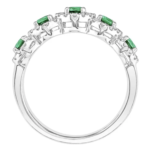 Emerald & 1/3 Ct. Tw. Diamond Ring In 14K White Gold
