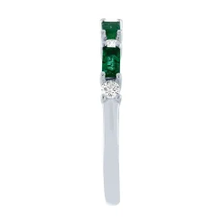 Emerald & 1/5 Ct. Tw. Diamond Ring In 10K White Gold