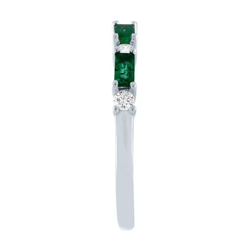 Emerald & 1/5 Ct. Tw. Diamond Ring In 10K White Gold