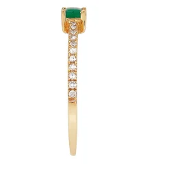 Emerald & 1/10 Ct. Tw. Diamond Ring In 10K Yellow Gold